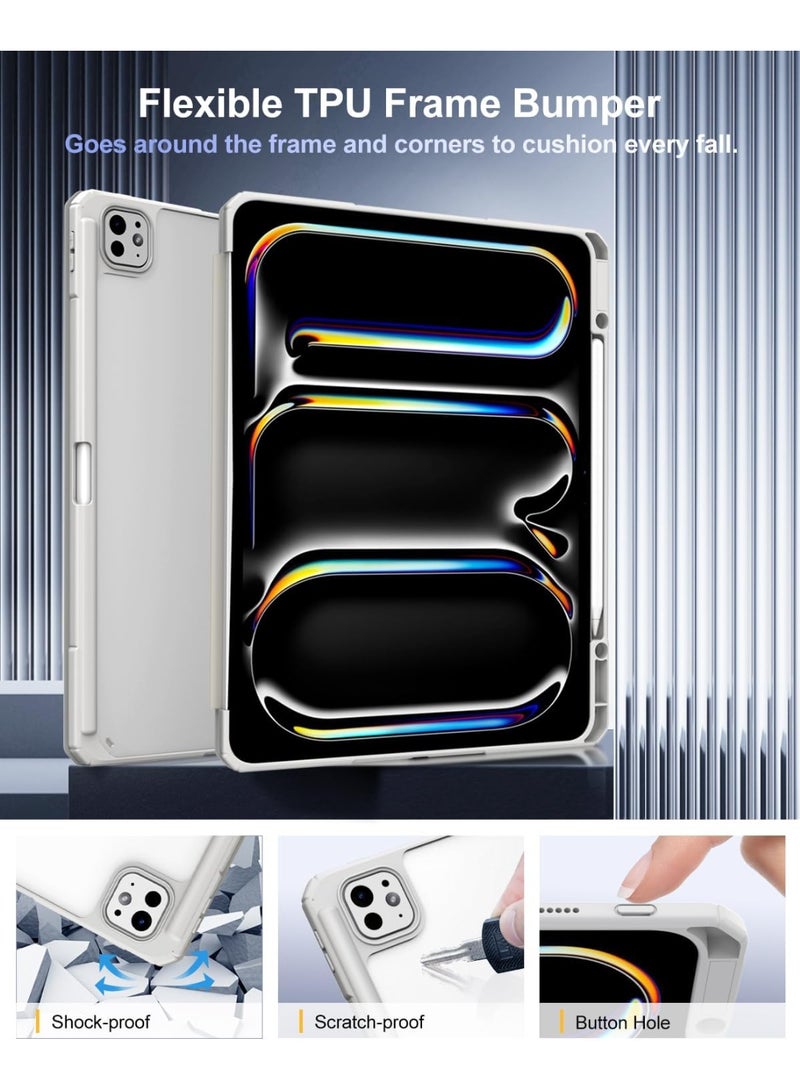 Fekra Transparent Case Compatible with iPad Pro 13 Inch M4 2024 with Pencil Holder, Shockproof Bumper TPU Cover with Clear Back Shell, Auto Wake/Sleep - Image 3